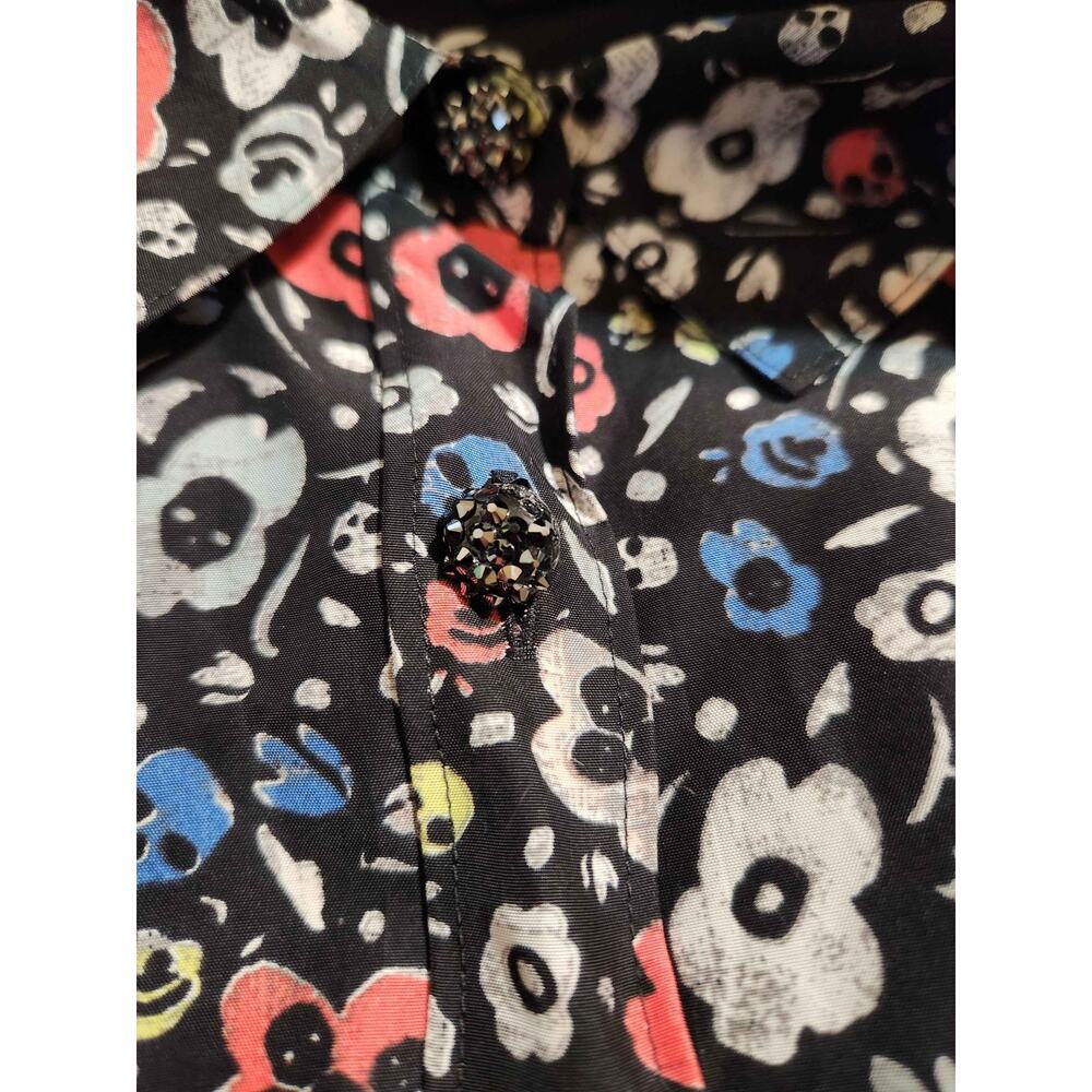 Coach 1941 whimsygoth 100% silk black floral blouse with skulls size xs - Picture 4 of 4